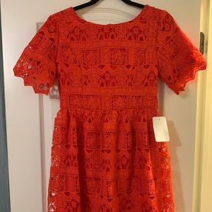 Red lace Polagram dress